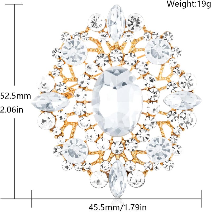 LAXPICOL Vintage Clear Austrian Crystal Brooch Pin for Women Elegant Wedding Bridal Brooches Broach Pin 1.69"*1.39" - Image 4
